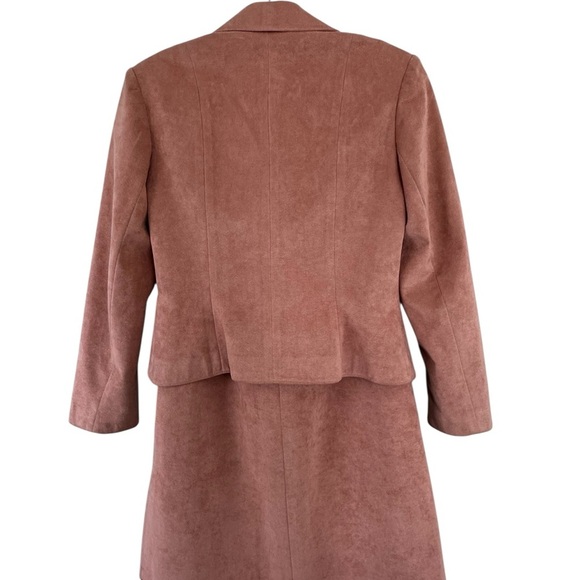 Vintage Ultra Suede Dusty Rose Pink Blazer Skirt Suit Set S  Lightweight - Picture 3 of 11